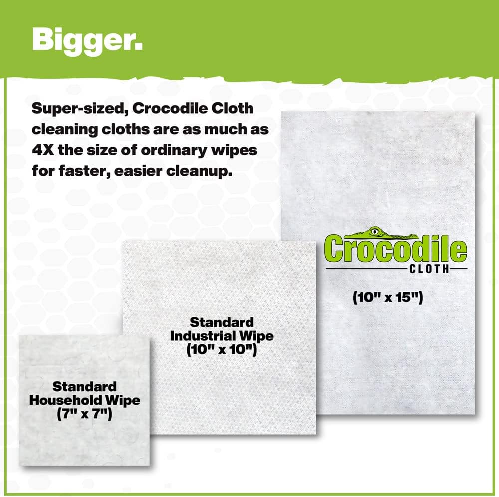 Crocodile Cloth Grill Wipes, 640 Count (8 Packs) – Extra-Large 15” x 10” Plant-Based Cleaning Cloths, Safe on Skin & Surfaces, Pre-Moistened with Aloe & Vitamin E