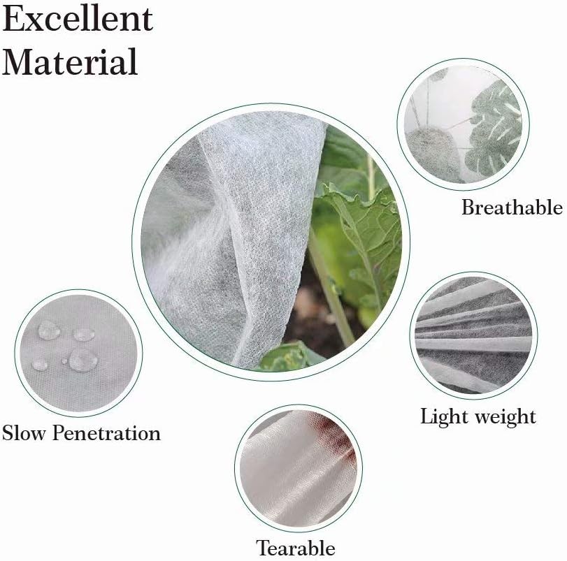 Agfabric Plant Covers Freeze Protection with Zipper 108"x108" 0.9oz Plant Frost Protection Covers Garden Plant Cover Drawstring Bags Winter Frost Pests Protection,White