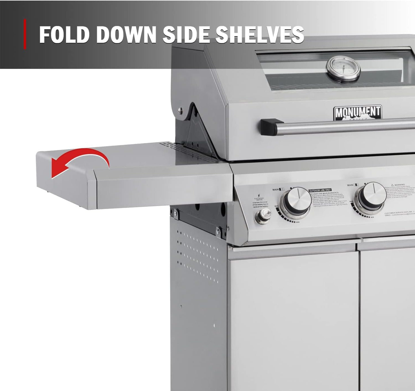 Monument Grills Larger 3-Burner Propane Gas Grills Barbeque Stainless Steel Heavy-Duty Cabinet Style with BBQ Cover (2 Items)