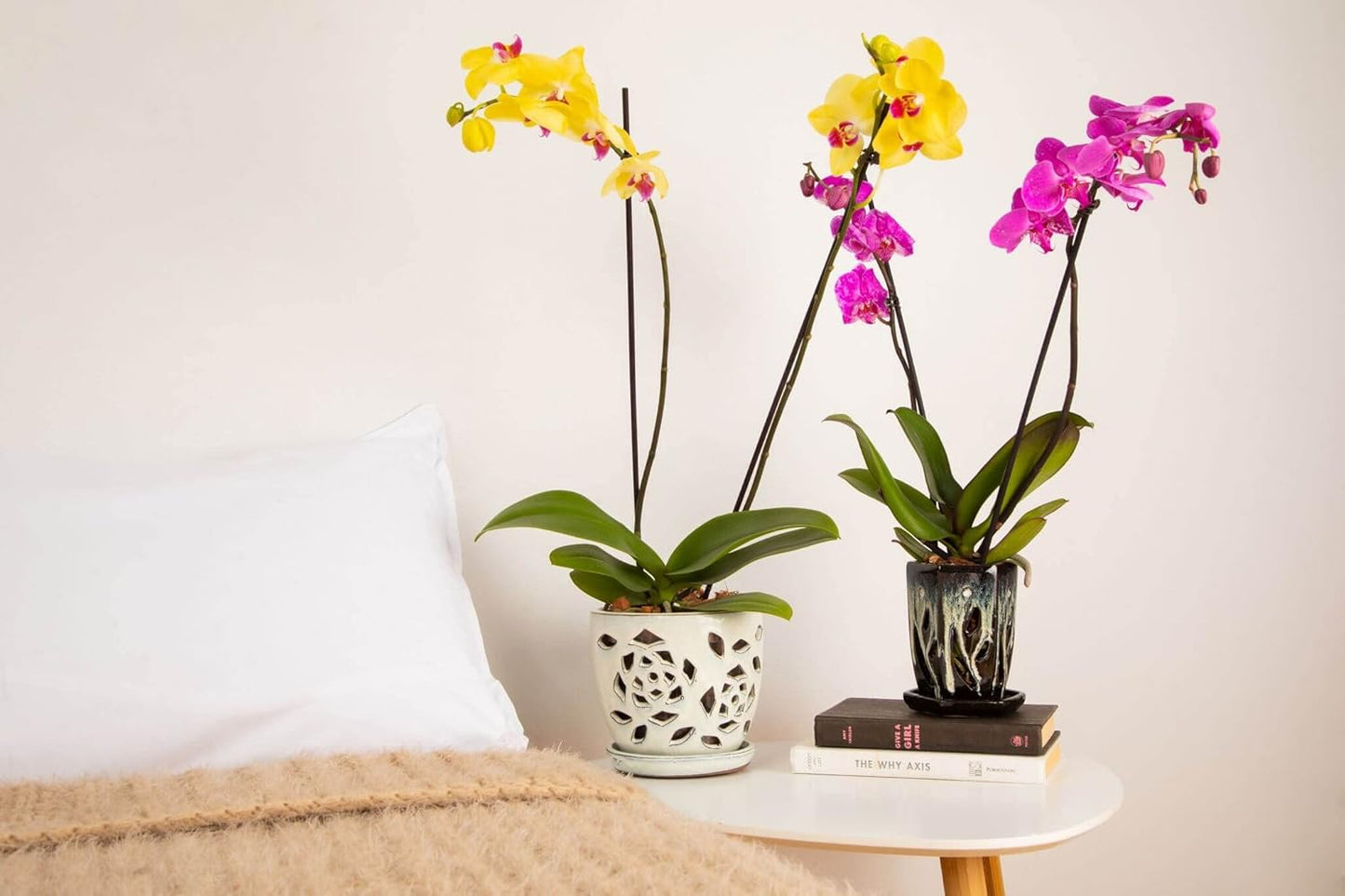 rePotme Orchid Pot - 5 inch Floral Cutout Ceramic Orchid Pot with Holes (Honey Cream Over Copper) - Includes 5 inch Slotted Pot Liner