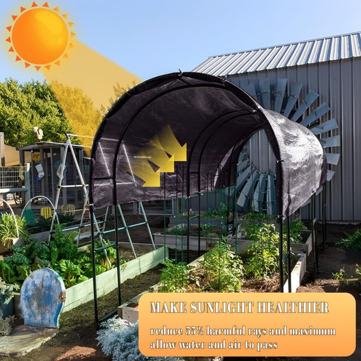 Cool Area 55% 6.5x20ft Sunblock Shade Cloth Cover Mesh UV Resistant Net for Garden Flower Plant Greenhouse, Black