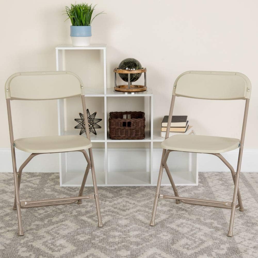 Flash Furniture Hercules™ Series Plastic Folding Chair - Beige - 2 Pack 650LB Weight Capacity Comfortable Event Chair-Lightweight Folding Chair