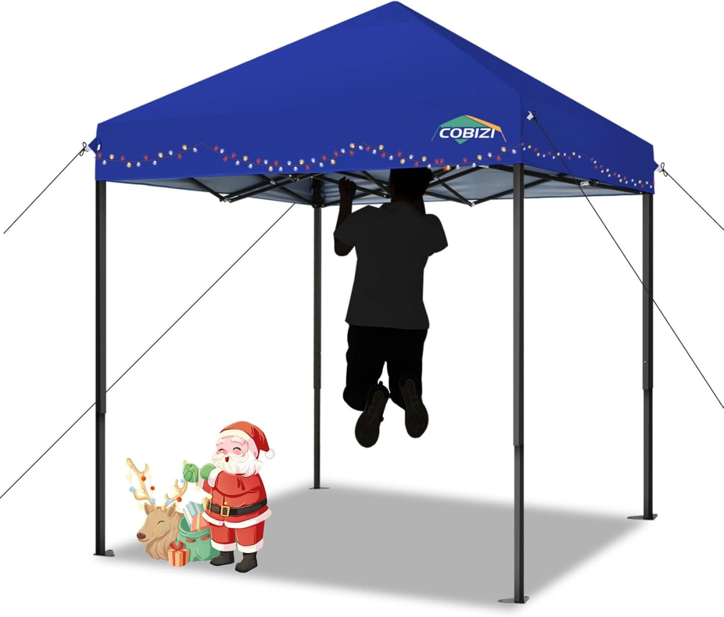 COBIZI 6.6x6.6ft Pop Up Canopy Tent, Heavy Duty Canopy Easy Set up All Weather Waterproof Outdoor Canopy Tent for Parties, Beach, Garden, Camping with 1 Handbag, UPF50+, Deep Blue