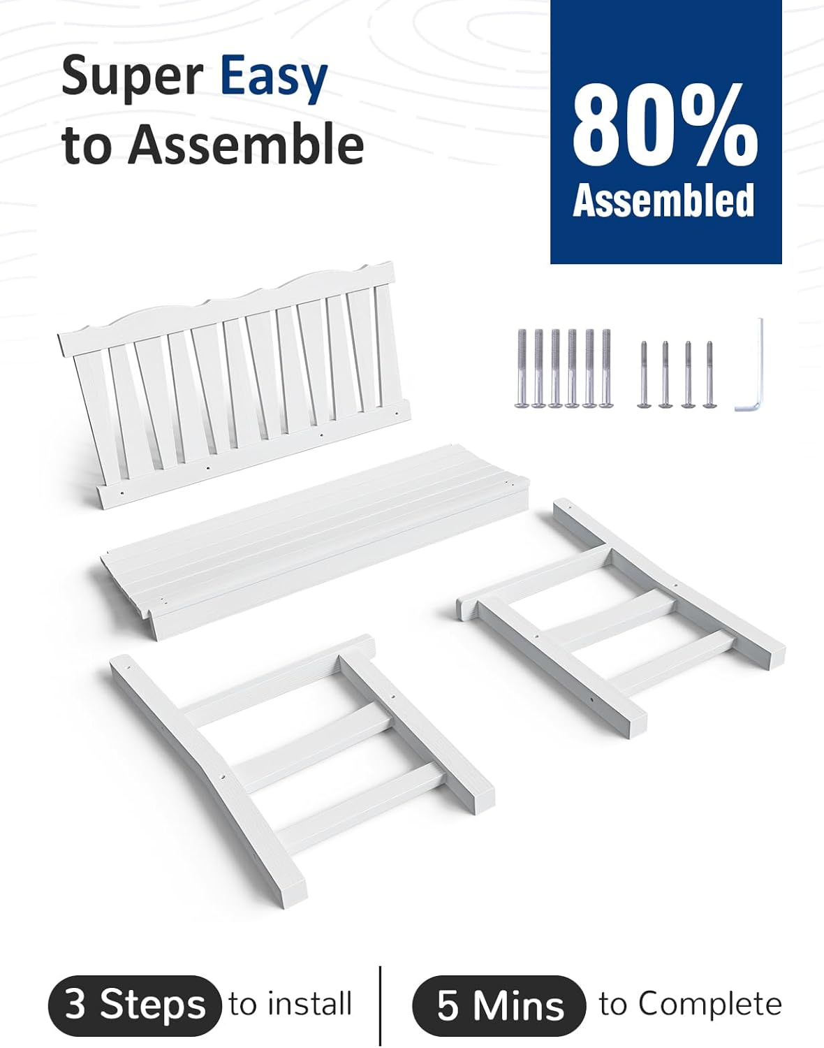 Outdoor Bench Weatherproof, 2-Person Garden Benches for Outdoors, All Weather HIPS Patio Bench Holds up to 800lbs, Never Rot or Fade, Comfort Bench for Porch, Garden, Patio, Backyard and Park, White