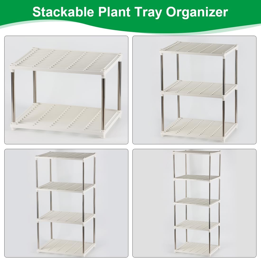 5 Layer Sprouting Tray Storage Shelf, Plant Tray Shelf Nursery Pot Tray Shelf Seeding Tray Container Shelves Indoor/Outdoor Plant Rack Holder (White)