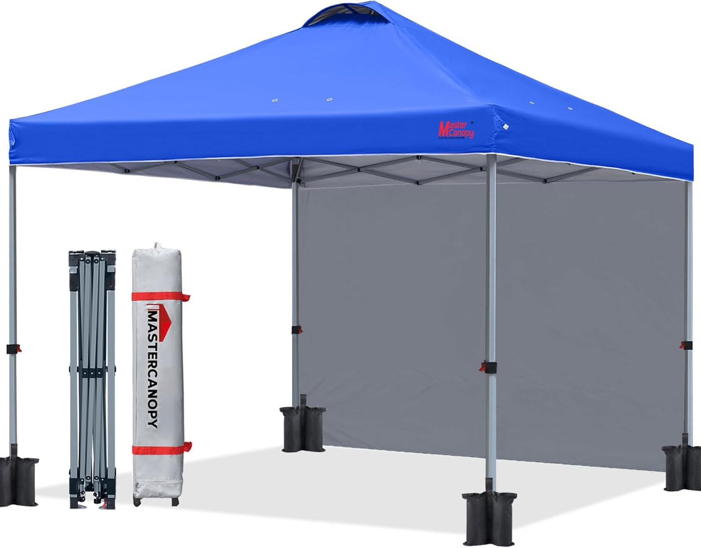 MASTERCANOPY Durable Pop-up Canopy Tent with 1 Sidewall (10'x10',Blue)