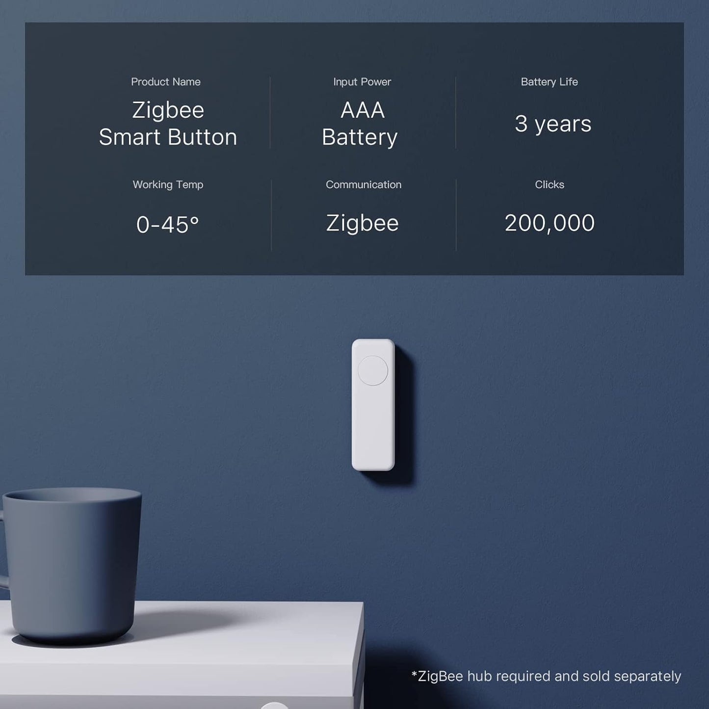 THIRDREALITY ZigBee Smart Button, 3-Way Remote Control, Require Zigbee hub, Work with SmartThings, Aeotec, Hubitat, Home Assistant, Third Reality Hub, Battery Included.