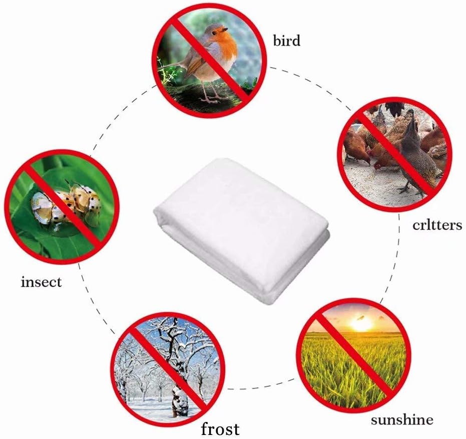 Agfabric Plant Covers Freeze Protection H39 xDia39 0.9oz Freeze Cloths for Plants Plant Frost Protection Covers Drawstring Bags Shrub Jacket,White,4 Pack