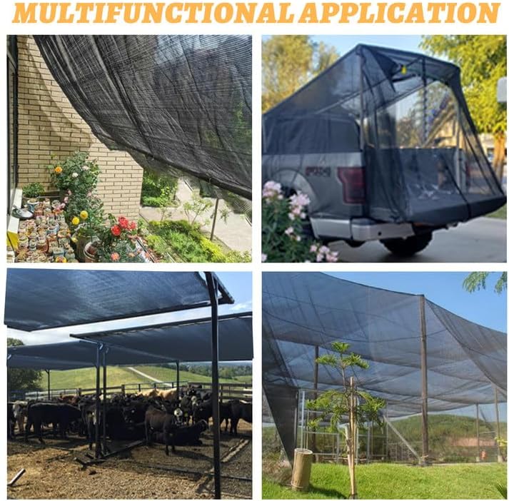 Cool Area 40% 6x8ft Sunblock Shade Cloth Cover Mesh UV Resistant Net for Garden Flower Plant Greenhouse, Black