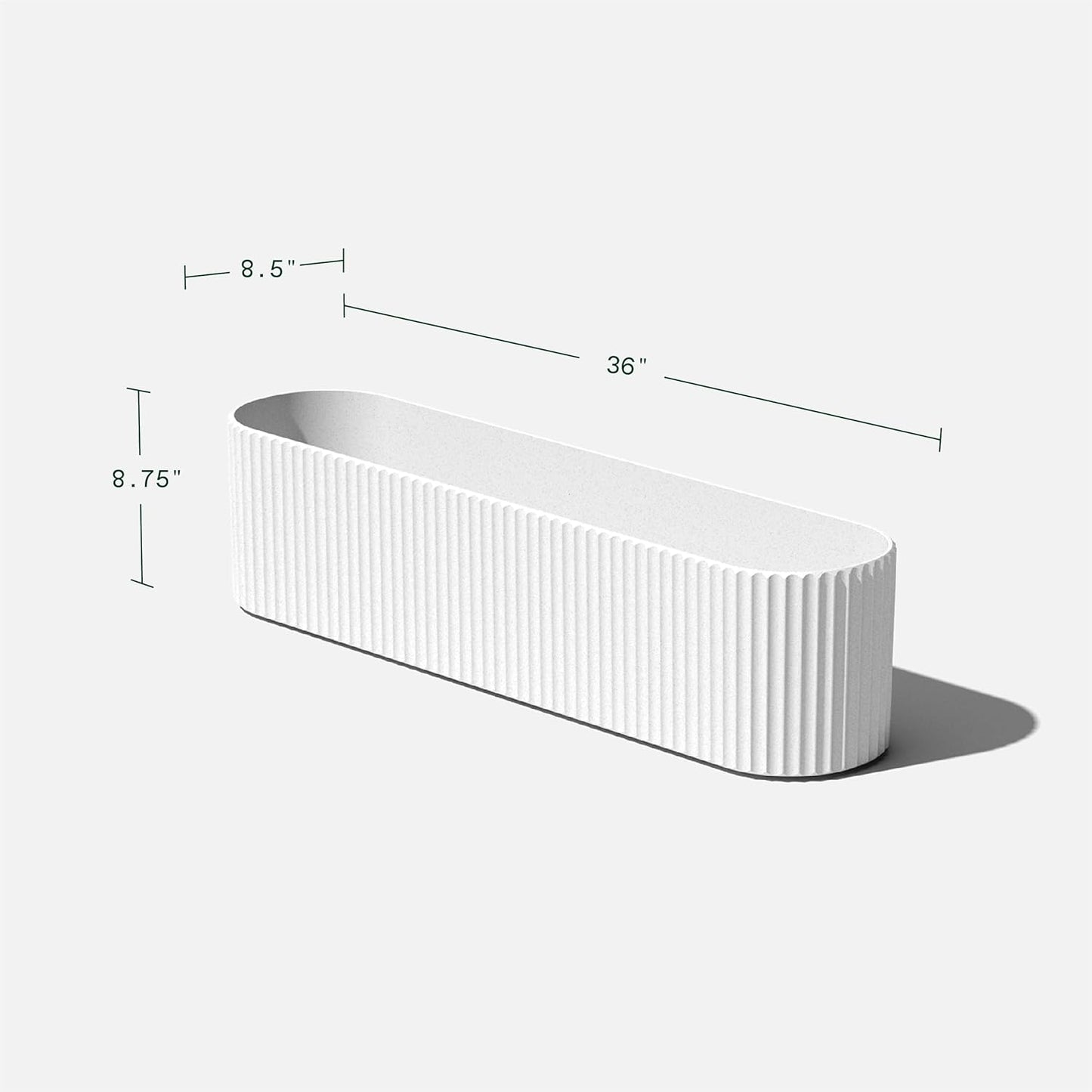 Veradek Demi Series Window Box Planter - Long Planter Box for Windowsill/Balcony | Durable Plastic-Stone Composite Material | Modern Décor for Flowers/Herbs