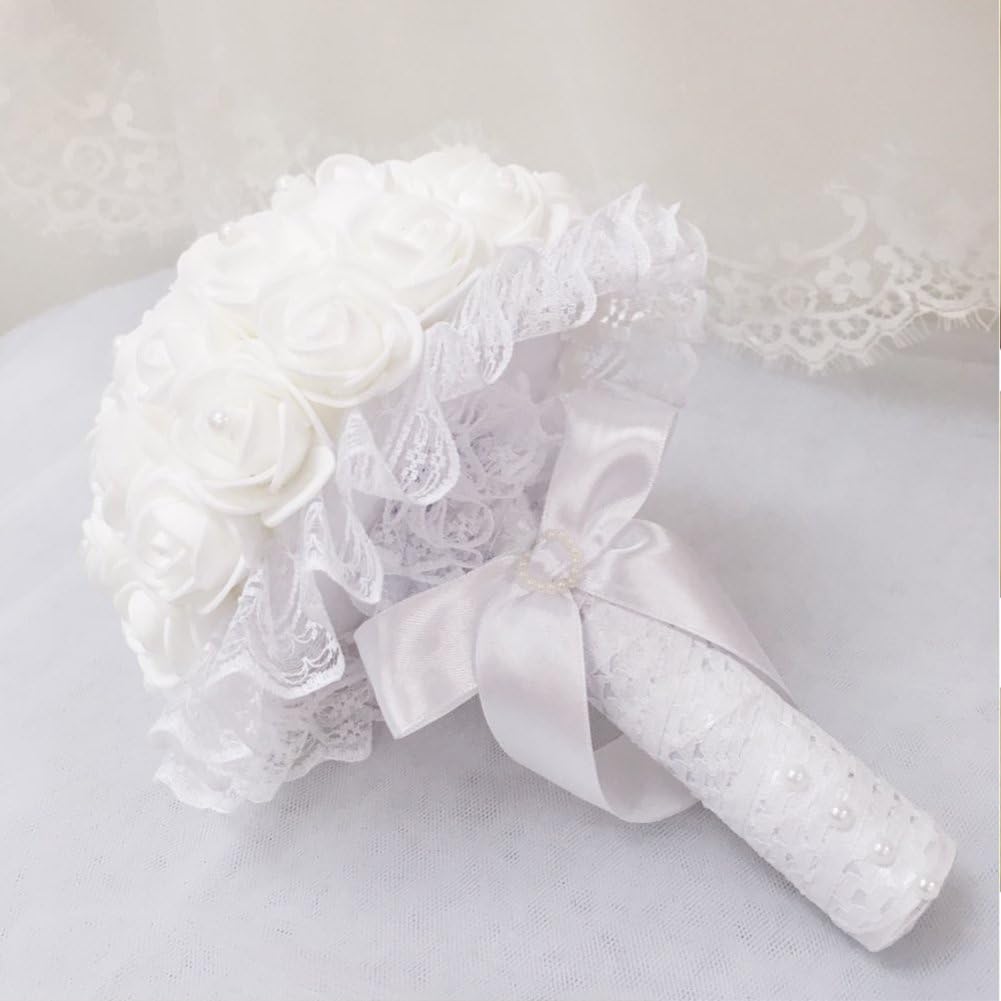 Artificial Flowers 100PCS 3CM Mini Fake Roses for DIY Wedding Bouquets Centerpieces Party Baby Shower Home Decorations (White)