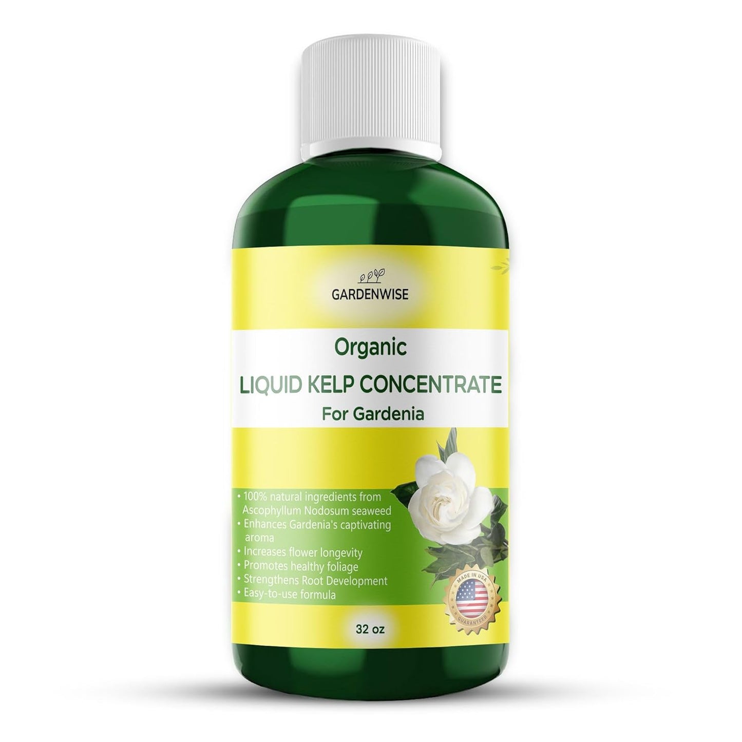 Organic Premium Kelp Seaweed Fertilizer for Gardenia - Liquid Fertilizer - Liquid Plant Food - Nutrient-Rich Soil Enhancer - Natural Plant Food for Gardenia Plant (32 OZ)