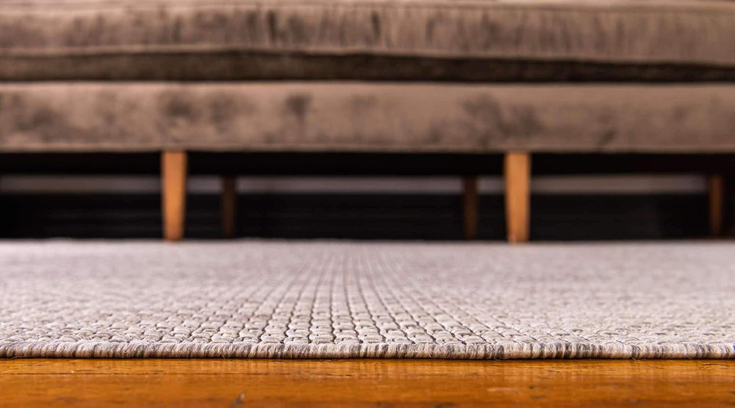 Unique Loom Collection Casual Transitional Solid Heathered Indoor/Outdoor Flatweave Area Rug (6' 1" x 9' Rectangle, Beige/Ivory)