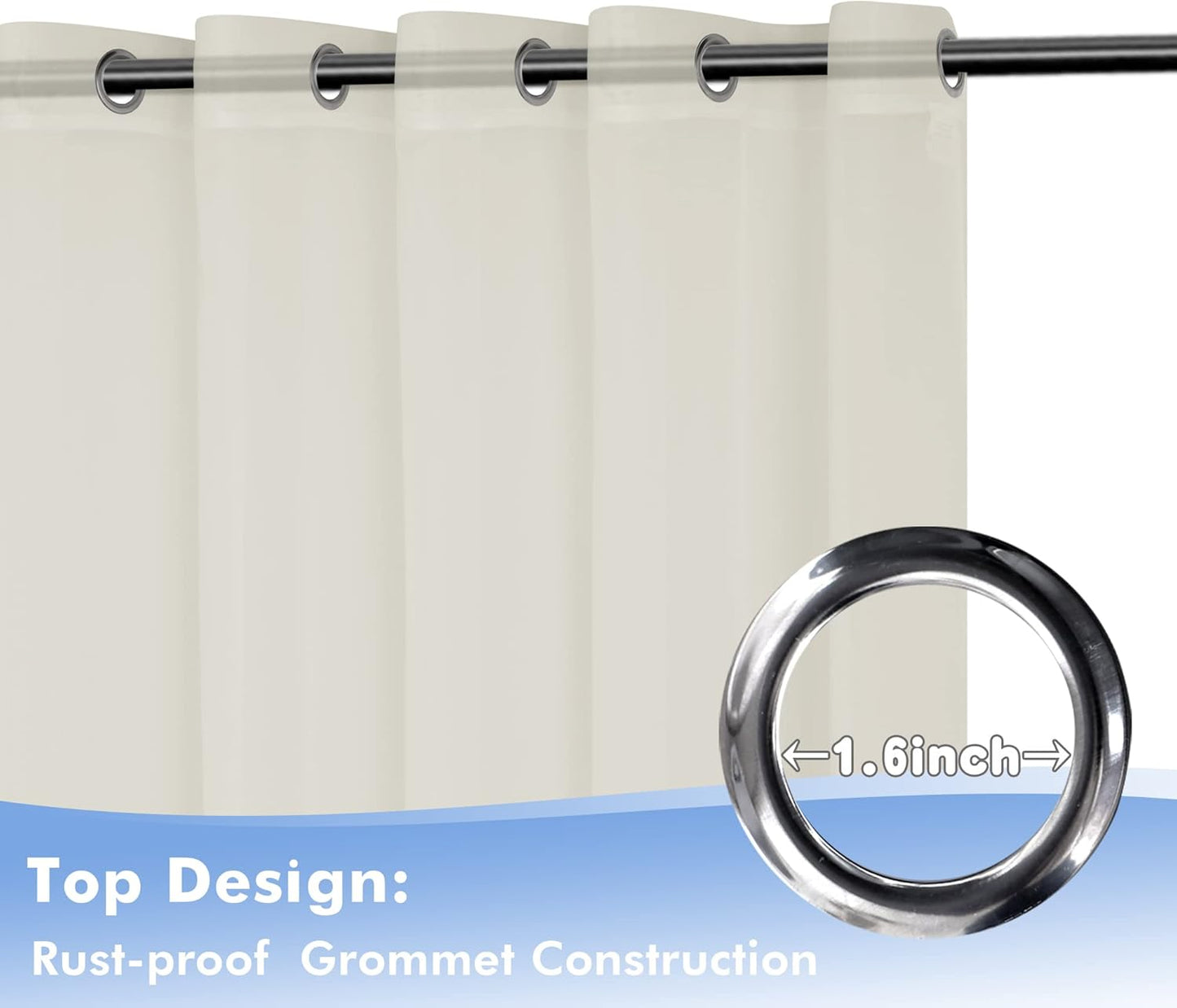 HolidayIdeas Beige Outdoor Sheer Curtains for Patio Waterproof, 4 Panels - 100 x 120 Inch - Extra Wide Voile Outside Curtains Light Filtering Grommet Drapes for Front Porch, Gazebo, Pergola, Backyard