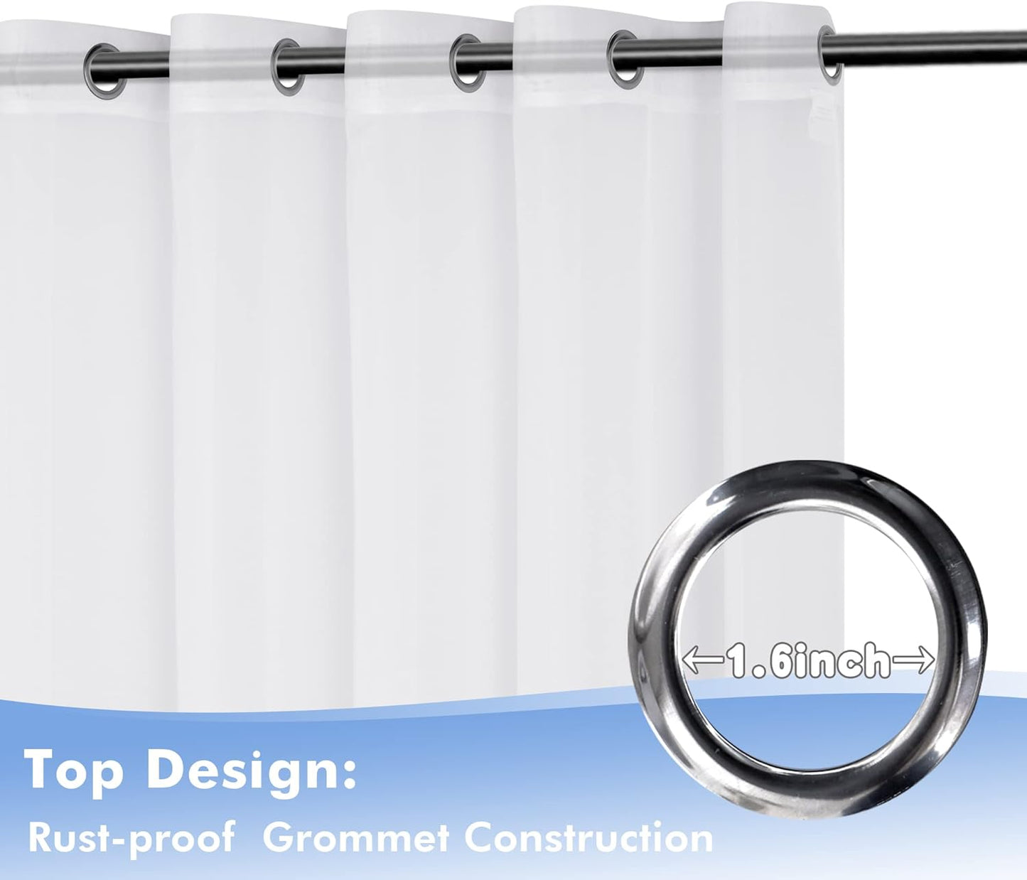 HolidayIdeas White Outdoor Sheer Curtains for Patio Waterproof, 4 Panels - 100 x 120 Inch - Extra Wide Voile Outside Curtains Light Filtering Grommet Drapes for Front Porch, Gazebo, Pergola, Backyard