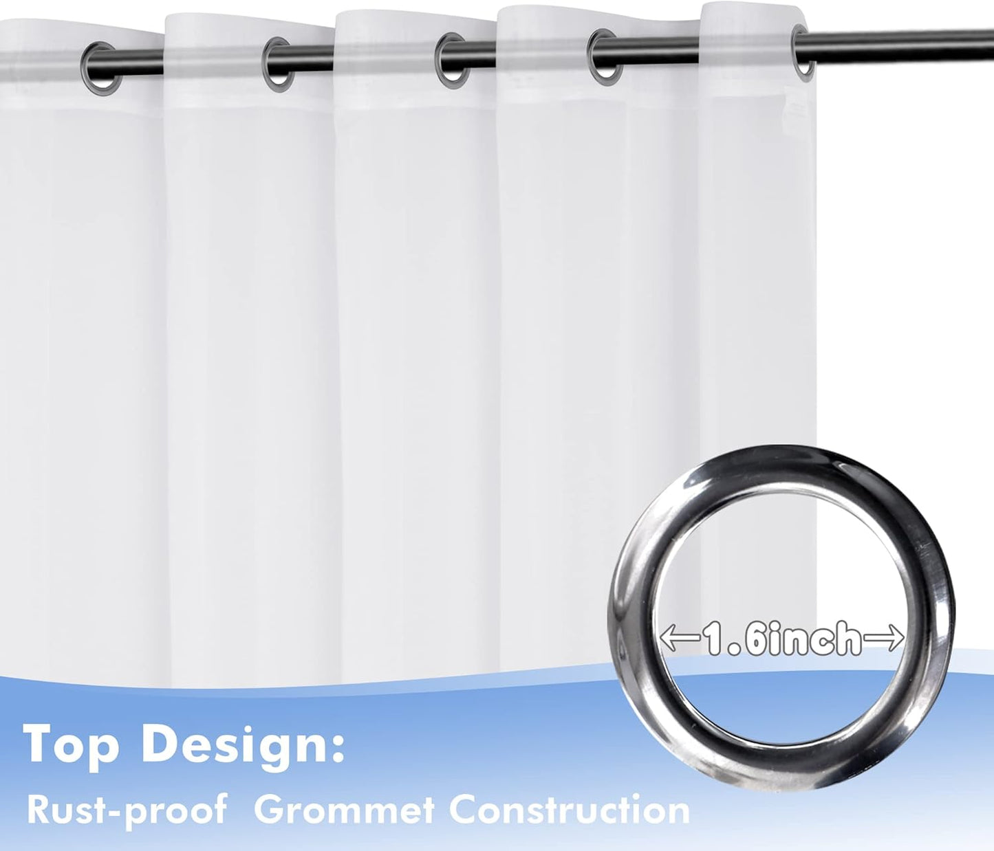 HolidayIdeas White Outdoor Sheer Curtains for Patio Waterproof, 2 Panels - 54 x 84 Inch - Light Filtering Voile Outside Curtains Grommet Drapes for Front Porch, Gazebo, Pergola, Backyard