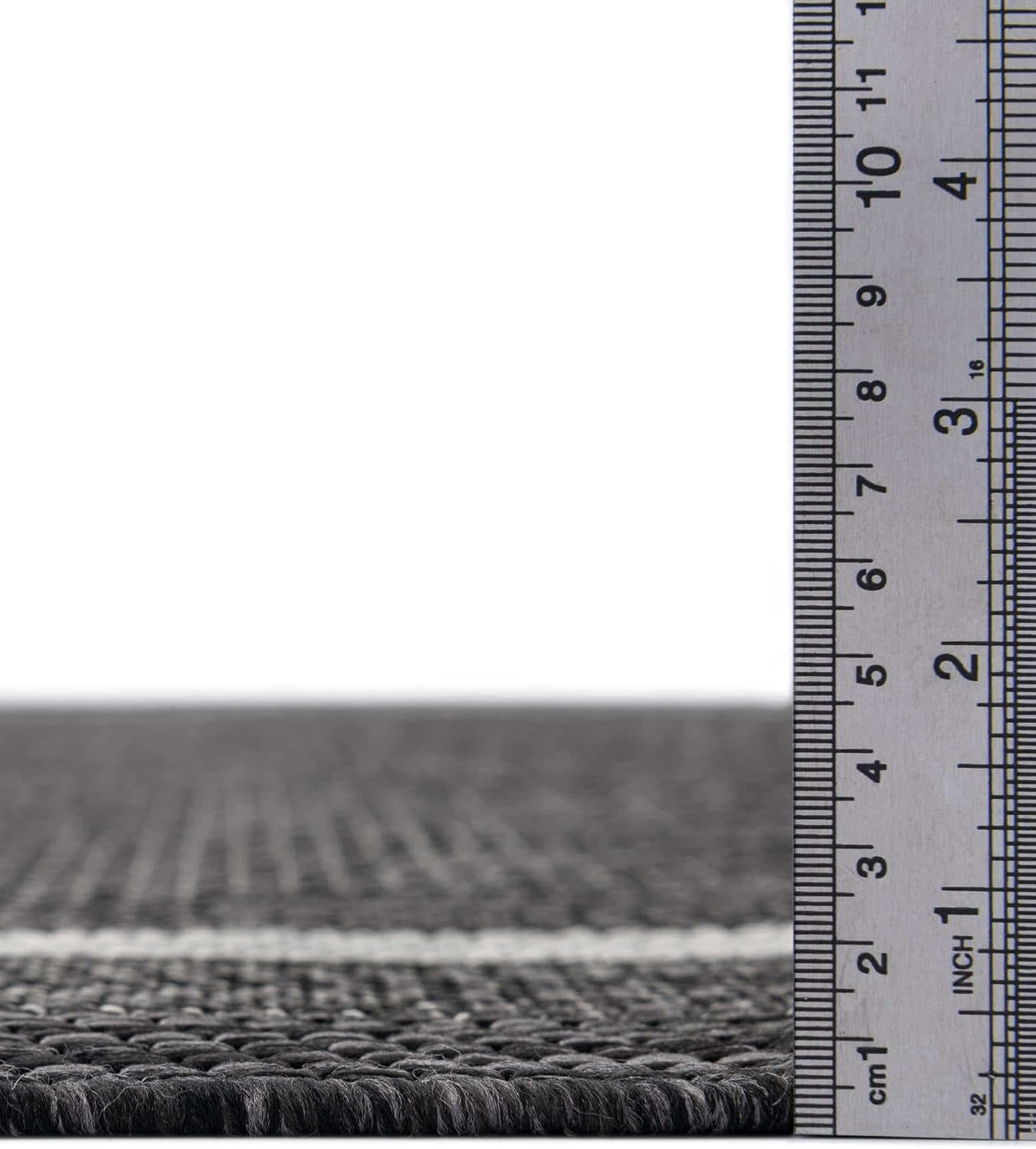 Unique Loom Outdoor Border Collection Area Rug - Soft Border (10' Square Black/Ivory)