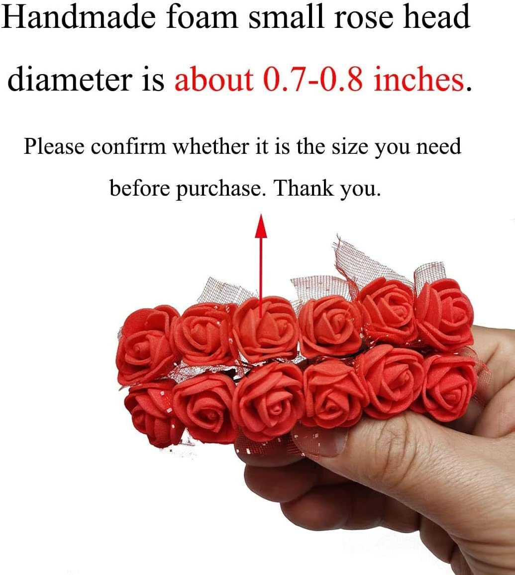 Foam Rose Fake Flowers for Crafts 144 pcs 2 cm Mini Wreaths Artificial Flower Bouquet Multicolor Rose Flower Wedding Scrapbooking Decoration Rose Fake Flower(Yellow)