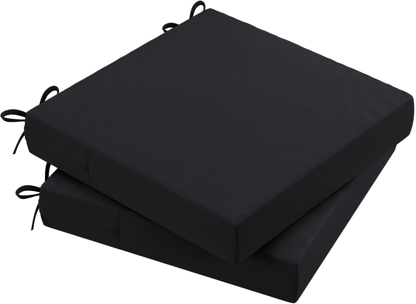 AAAAAcessories Outdoor Seat Cushions for Chairs, Waterproof, Fade-Resistant Patio Furniture Replacement Cushions, 19" x 19" x 3", Set of 2, Black