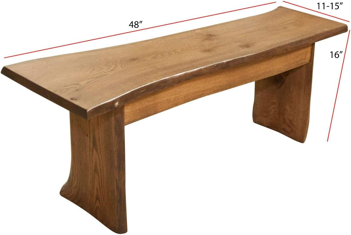 Rustic Red Door Co. Live Edge Wooden Bench - Solid Wood Dining Bench Furniture - Natural Edge Wooden Slab Bench (4' Long, Oak Wood with Cappuccino Stain)