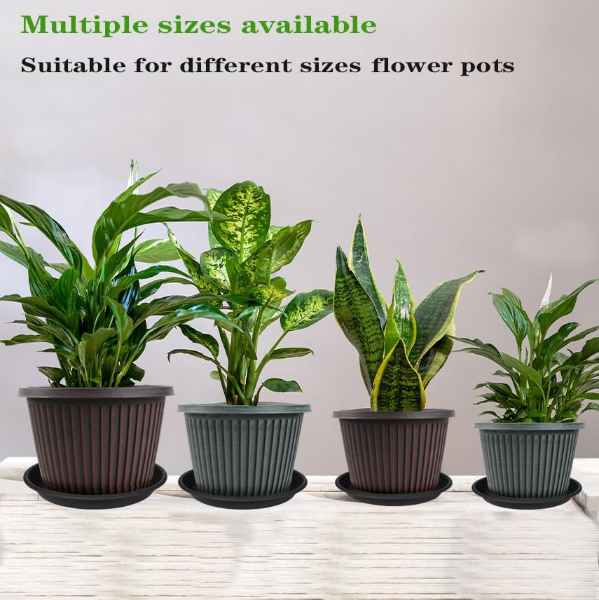 2 Pack of Plant Saucer 12 inch, 12 inch Plastic Plant Drip Trays, Heavy Duty Plant Trays for Indoors no Holes, Plant Water Tray for Planters (Black)