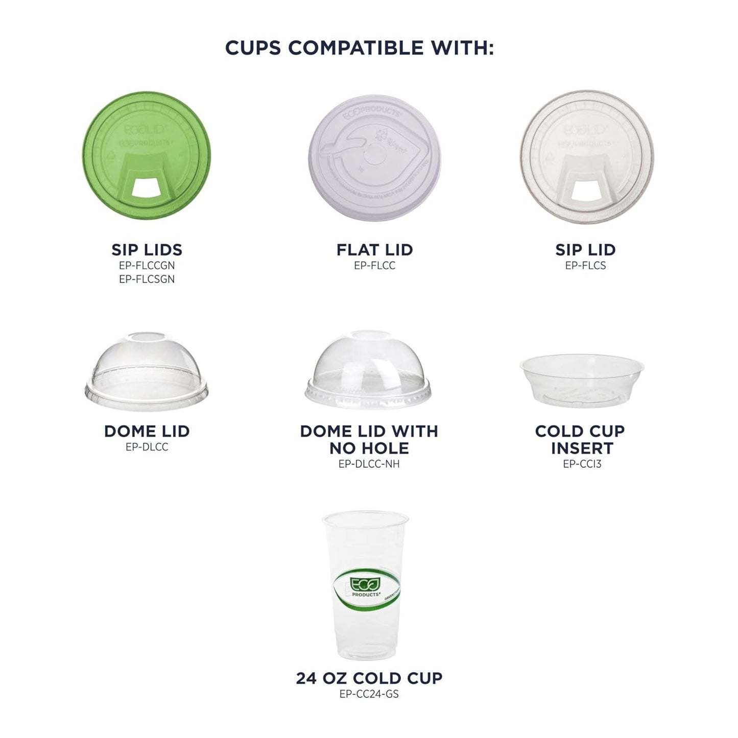 ECO PRODUCTS GreenStripe Clear Compostable 24oz PLA Large Plastic Cups, Pack of 50, Disposable Renewable Plant-Based Cold Cups, For Cold Drinks & Snacks, BPI Certified, ASTM Compliant.