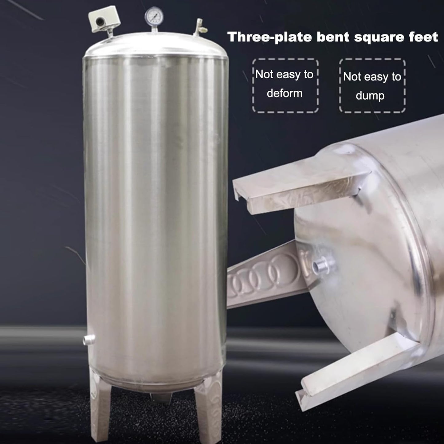 Water Supply System, Fully Automatic Well Water Storage Tank, Stainless Steel Pressure Tank with mounting Fittings for Well/Industrial Cleaning/Garden Watering(200L/52.8gal)