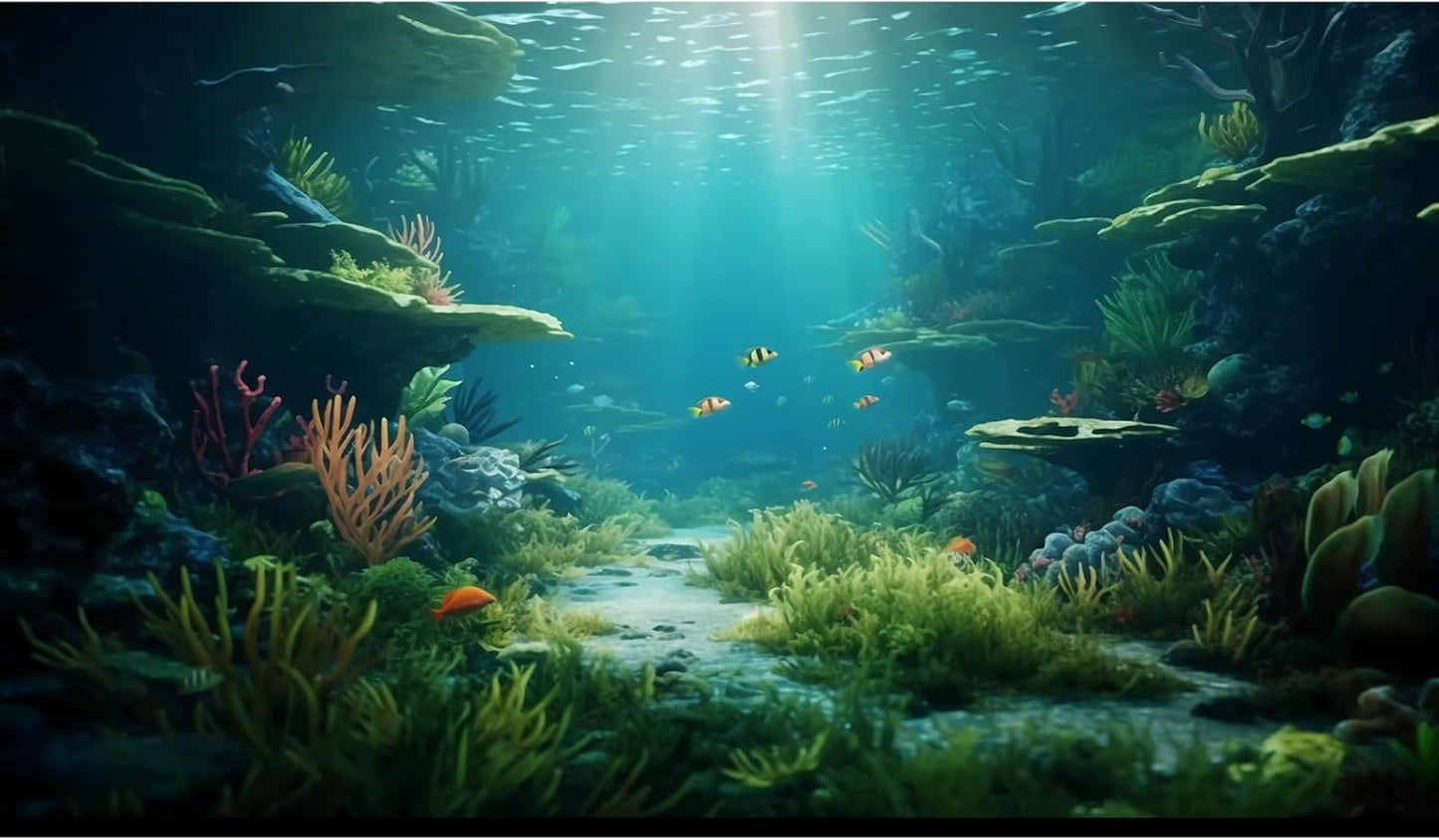 Ocean Floor Fish Tank Background Under The Sea Coral Reef Aquarium Background Underwater Aquatic Plants Corals Rock Cave Terrarium Backgrounds Tropical Fish Ocean Aquarium Backgrounds Decors 24x16in