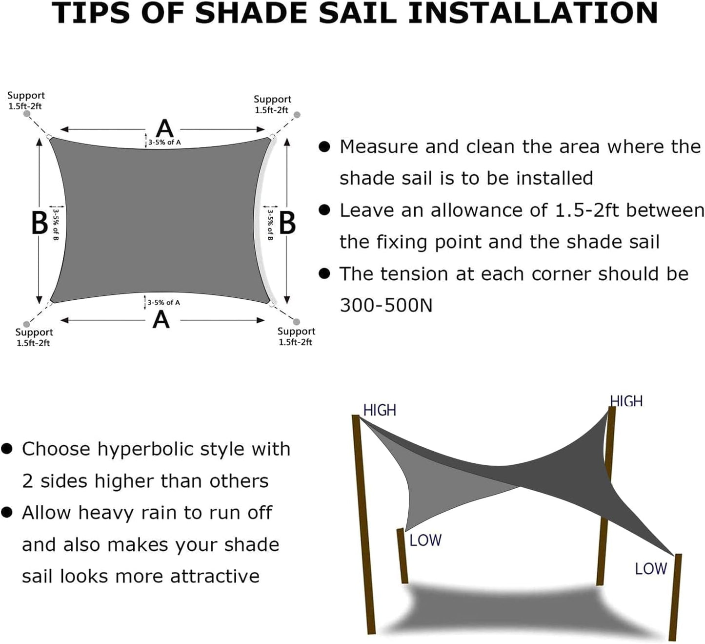 KANAGAWA 9'X13' Dark Gray Custom Size Sun Shade Sail Rectangle UV Block Canopy Cover for Patio Backyard Lawn Garden Outdoor (Customized Available)