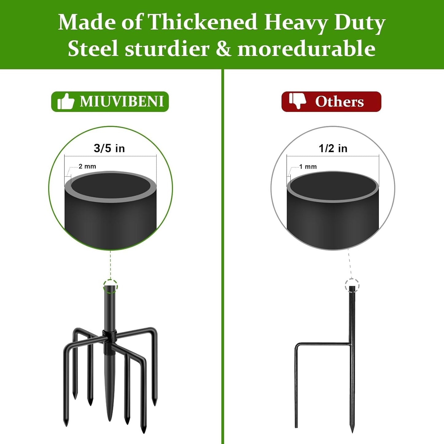 Shepherds Hooks for Outdoor with 7 Base Prongs, 72 Inches Heavy Duty Garden Bird Feeder Pole for Hanging Lantern, Plant Baskets, Solar Light Lanterns, Outdoor Plant Hanger Hook,1 Pack