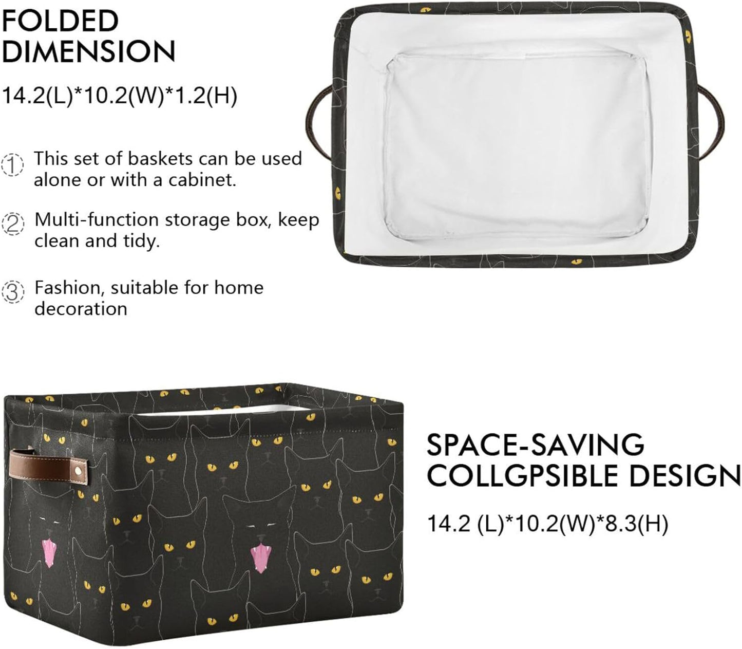 Cat Rectangular Storage Basket Organizer Bin Shelf Baskets For Clothes Gifts For Home Office Dorm