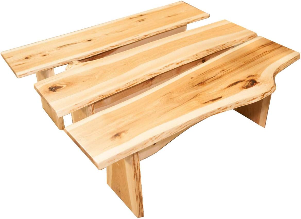 Rustic Red Door Co. Live Edge Wooden Bench - Solid Wood Dining Bench Furniture - Natural Edge Wooden Slab Bench (5' Long, Hickory Wood with Clear Coat)