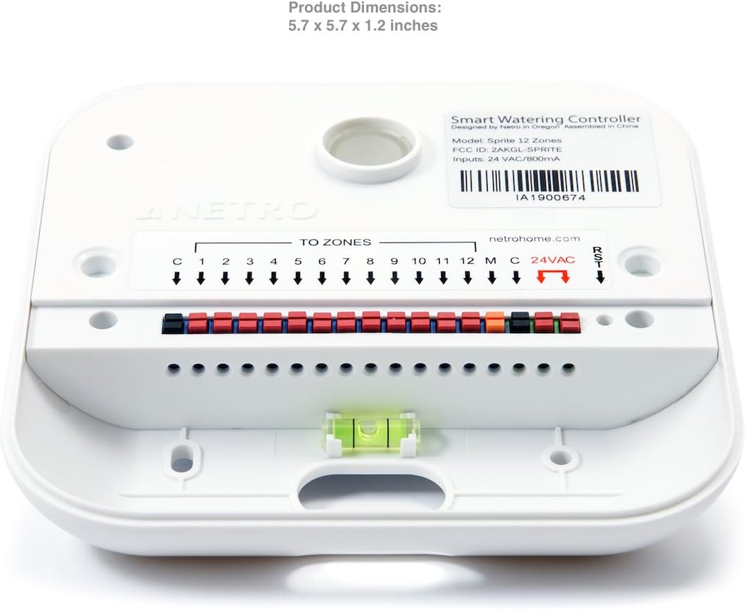 Netro Smart Sprinkler Controller, Pearl White, Sprite-12, WiFi, 12 Zone, WaterSense Certified, Compatible with Alexa