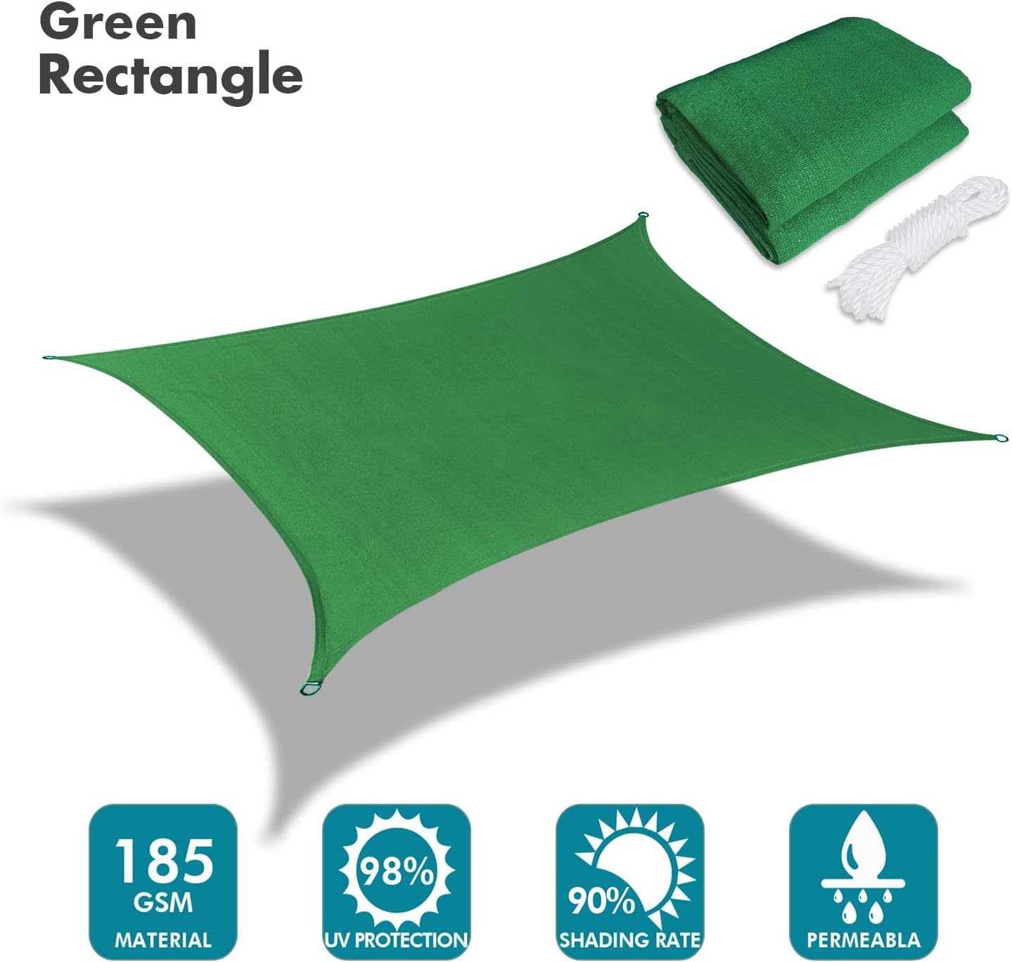 KANAGAWA 12'X12' Dark Green Custom Size Sun Shade Sail Square UV Block Canopy Cover for Patio Backyard Lawn Garden Outdoor (Customized Available)