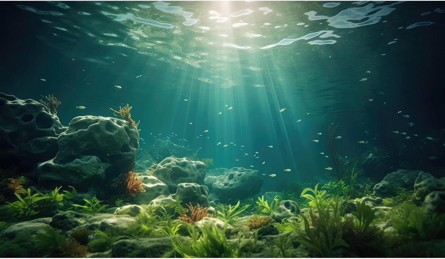 Under The Sea Aquarium Background Deep Sea Aquatic Plants Fish Tank Background Underwater Rock Sunray Terrarium Backgrounds Tropical Fish Deep Ocean Floor Fish Tank Backgrounds 72x16in