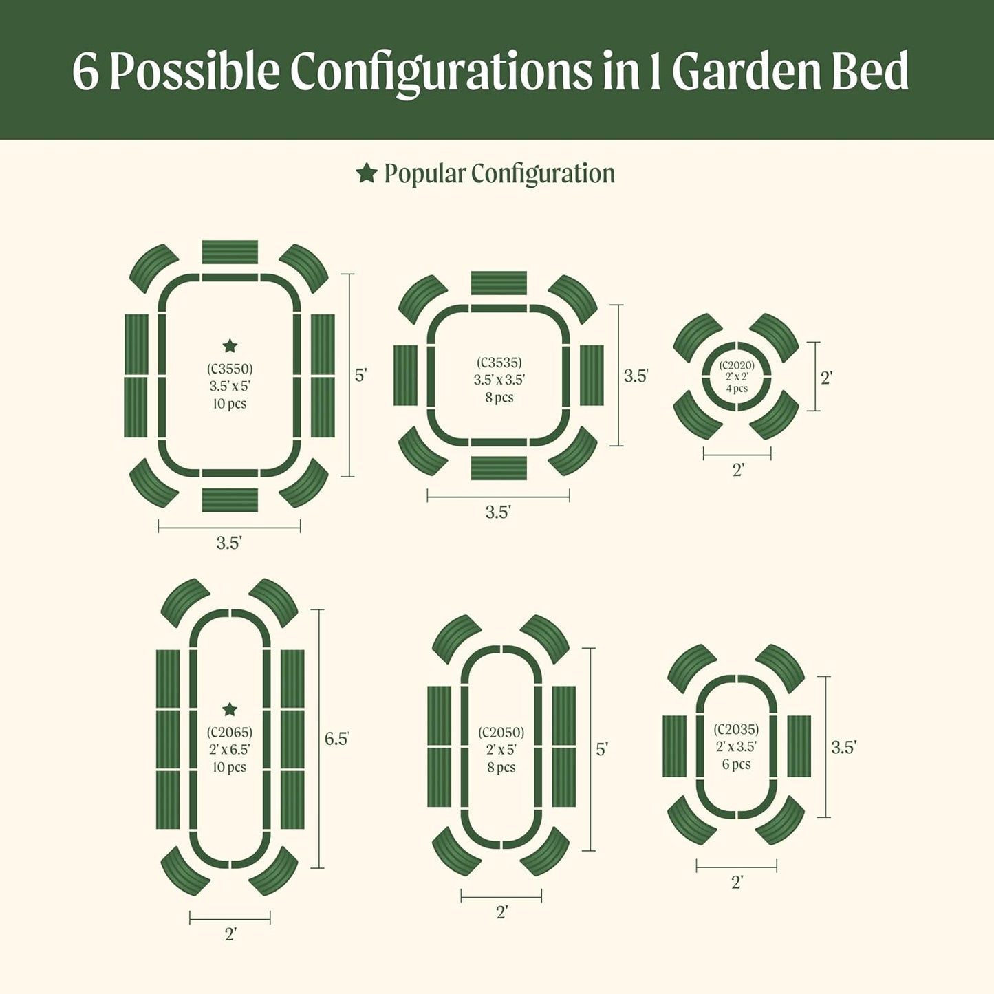 Vego garden 32" Extra Tall Raised Garden Bed Kits, 6 in 1 Modular Raised Planter Box for Vegetables Flowers Fruits Oval Metal Raised Garden-British Green