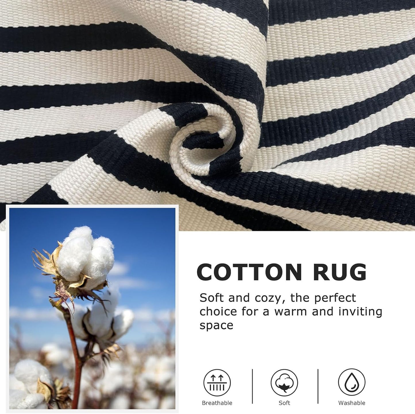 IOHOUZE Black Beige Striped Rug -2.3'x3.6' Front Door Rugs Outdoor, Small Washable Area Rug for Front Porch, Spring Summer Welcome Mats Outdoor Indoor, Doormat for Entryway Porch Entrance