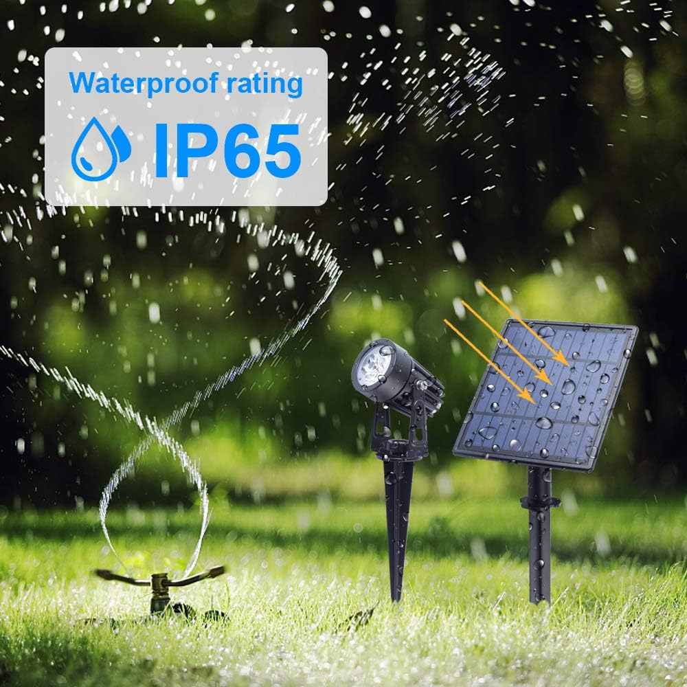 APONUO Metal Solar Spot Lights Outdoor with 9.8ft Cable Solar Powered Landscape Lighting Low Voltage IP65 Waterproof Auto On/Off for Outside Garden Yard Landscape Pathway Garage-Cool White(1-in-1)