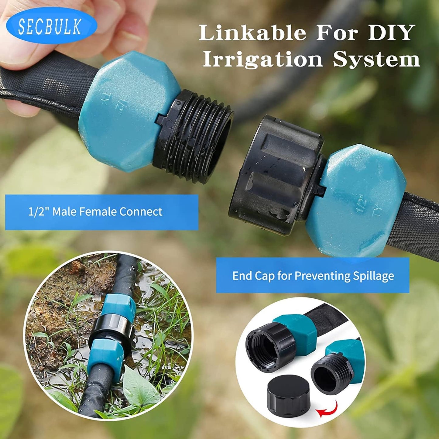 2025 Flat Soaker Hose 75 ft with Stakes for Garden, 75ft Linkable Drip Hose Diy Garden Irrigation System Saving 80% Water, Dual-layer Leak-free Design Water Hose with Holes