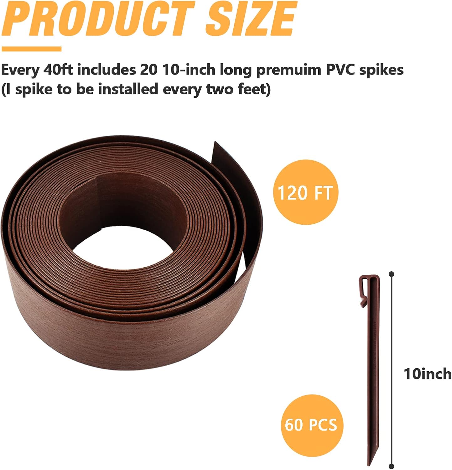 Landscape Edging Kit, Include 4 Inch High 120 Feet Length Terrace Board, 60 Durable Spikes，Professional Edging Pruning Shear, Brown