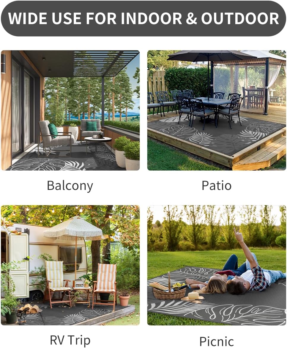 COCOER Tropical Outdoor Rug 6x9 Reversible-Waterproof Patio Rug-Quick Dry Outdoor Carpet-Outdoor Area Rugs Indoor Outdoor Rugs-Outside Rug Patio Decor for Porch Deck Balcony Backyard