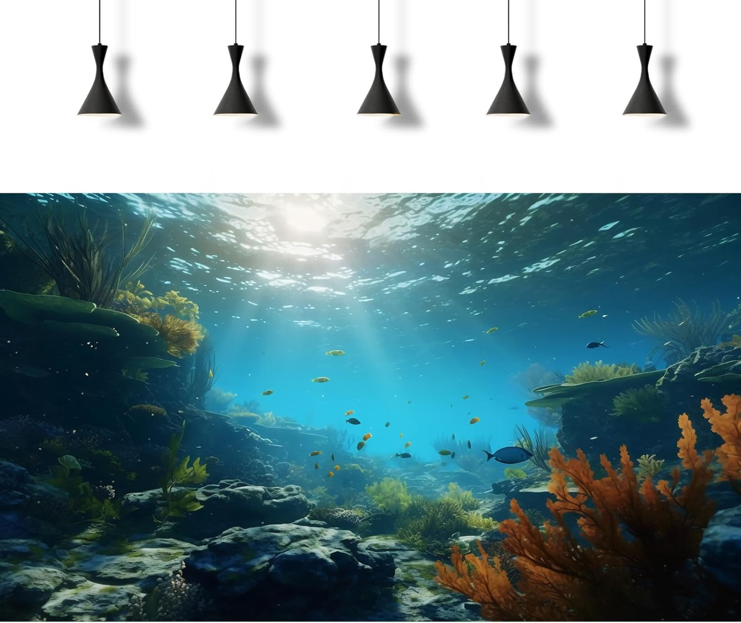 Ocean Floor Fish Tank Background Underwater Rock Aquarium Background Under The Sea Terrarium Backgrounds Aquatic Plants Sunlight Fish Tank Backgrounds Tropical Fish Aquarium Wallpaper 72x18in