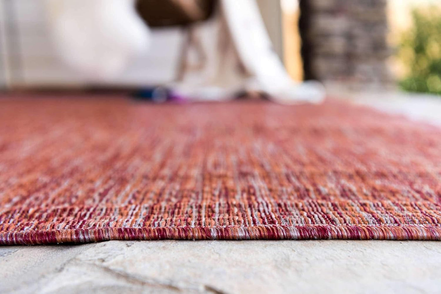 Unique Loom Collection Casual Transitional Solid Heathered Indoor/Outdoor Flatweave Area Rug (8' x 11' 4" Rectangle, Rust Red/Beige)
