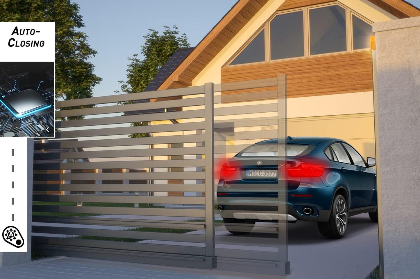 Blütezeit 3970lb Automatic Sliding Gate Opener Rack Drive Operator for Heavy Driveway Slide Gates Up to 40 Feet, Rolling Gate Motor with 2 Remote Controls, Infrared Sensor & Complete Hardware Kit