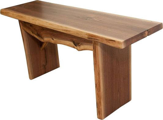 Rustic Red Door Co. Live Edge Wooden Bench - Solid Wood Dining Bench Furniture - Natural Edge Wooden Slab Bench (3' Long, Walnut Wood with Clear Coat)