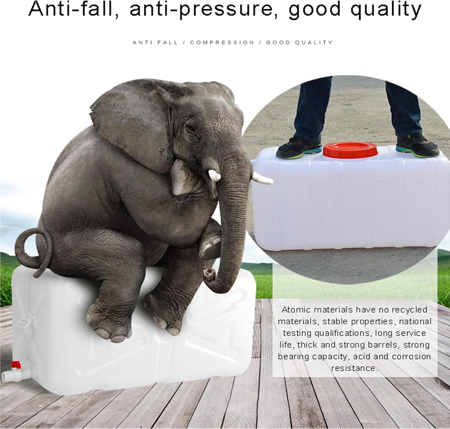 Portable Water Container with Tap, Heavy Duty Water Tank Plastic Water Storage Carrier 50L 80L 110L 200L Water Bucket Jug for Camping Outdoor Hiking Travel Emergency(Size:50L)
