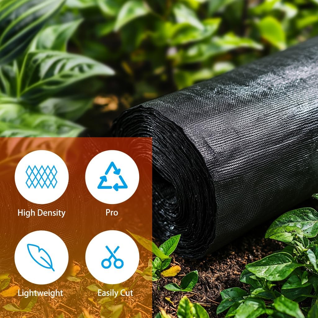 LIUJIAYI 2.4oz-4FTx300FT Weed Barrier Landscape Fabric - Durable Weed Block Gardening Ground Cover Mat, Woven Geotextile Fabric for Underlayment, Commercial Driveway Stabilization, Weed Control Cloth
