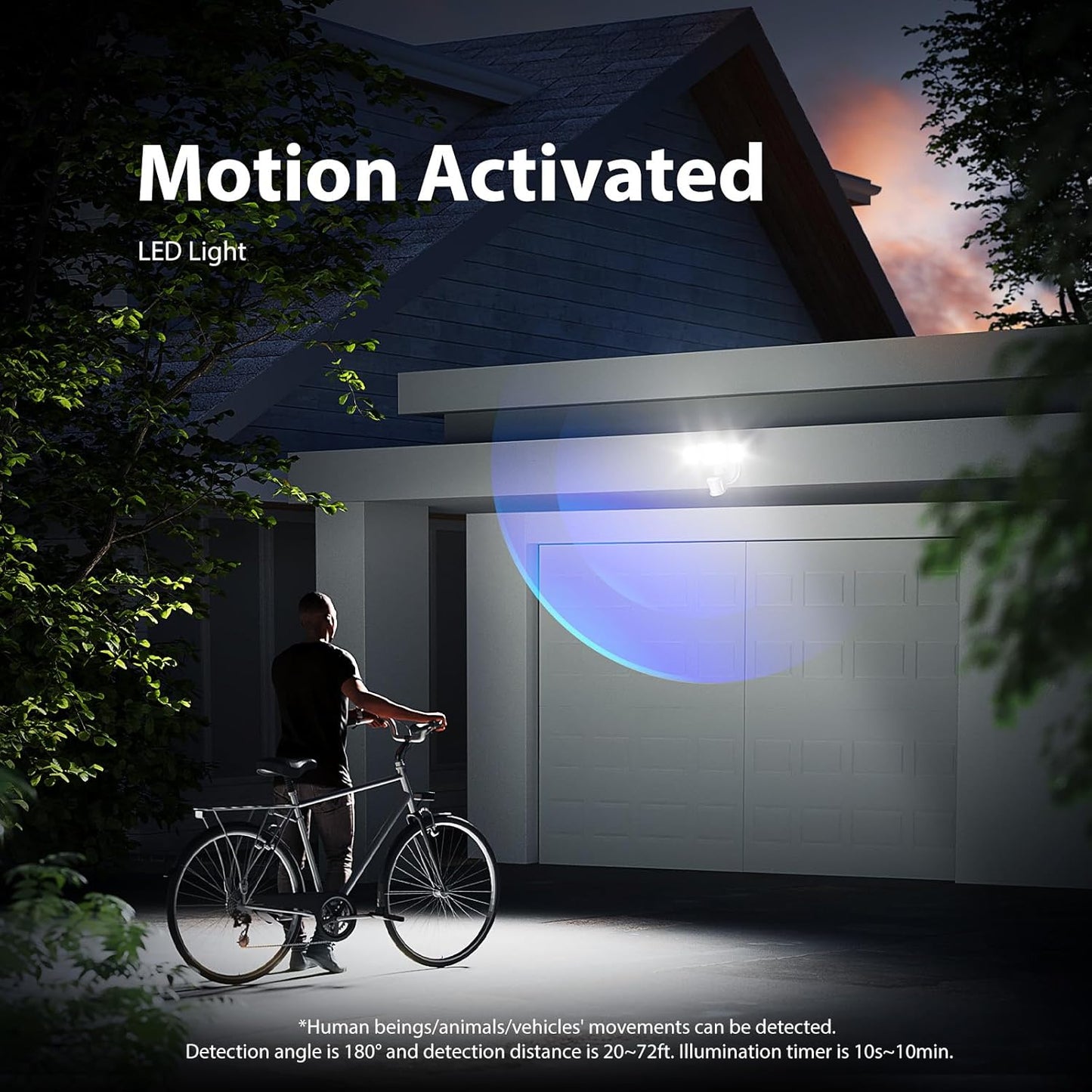 Onforu 75W LED Motion Sensor Outdoor Lights, Dusk to Dawn Flood Light Outdoor Motion Sensor, Hardwired Security Lights Floodlights Outside 7500LM 6500K Daylight IP65 Waterproof (White)