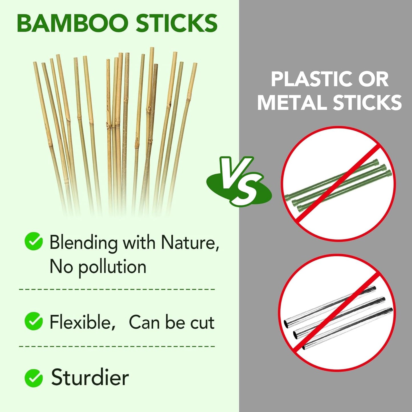 60Pcs Bamboo Stakes for Plant 5 Feet(57.5 inch), Garden Bamboo Plant Stakes for Plants Support, Climbing Plants, Tomatoes, Sunflowers, Beans, Potted Plants, Trees