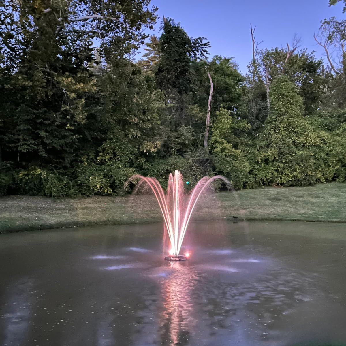 HALF OFF PONDS Floating Fountain – 1.5 HP Pond Aerator with 200' Cord – 12,500 GPH Water Pump –11 Spray Patterns - Energy-Efficient - White LED Lights - for Large Ponds, Lakes & Water Gardens